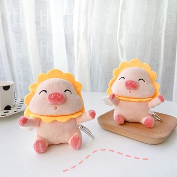 

Plush Pink Nose Flying Pig Cover For Bluetooth Wireless Earphone Case Warm Hands Silicone Soft Cover For AirPod 1 2 Case +Hook