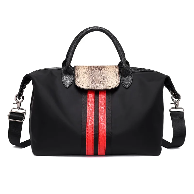 

Handbag Nylon Oxford Cloth Travel Bag 2018 New Style Color Stripes Contrast Color Joint WOMEN'S Bag Crossbody Bag