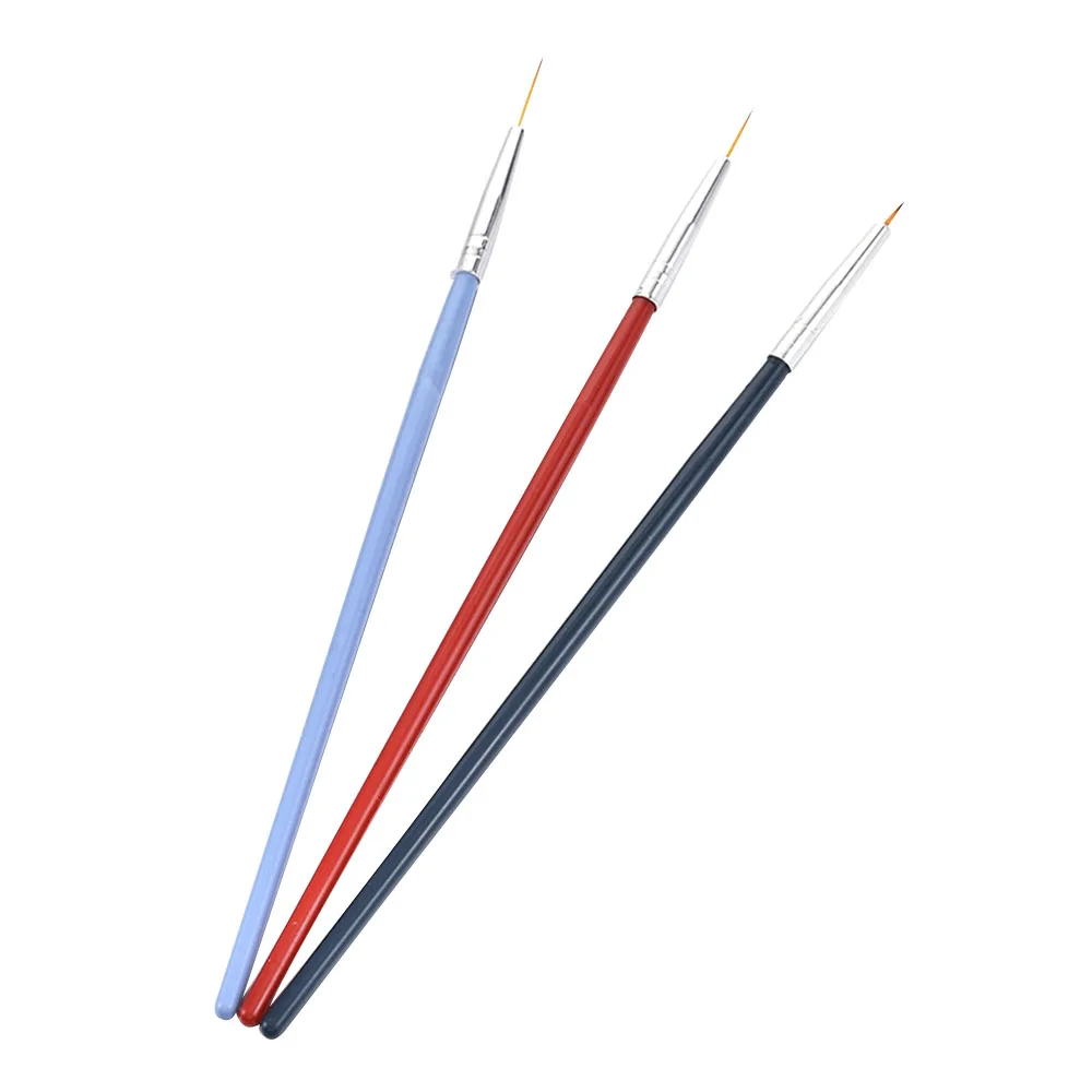 3Pcs Acrylic French Stripe Nail Art Liner Brush Set 3D Tips Manicure Ultra-thin Line Drawing Pen UV Gel Brushes Painting Tools