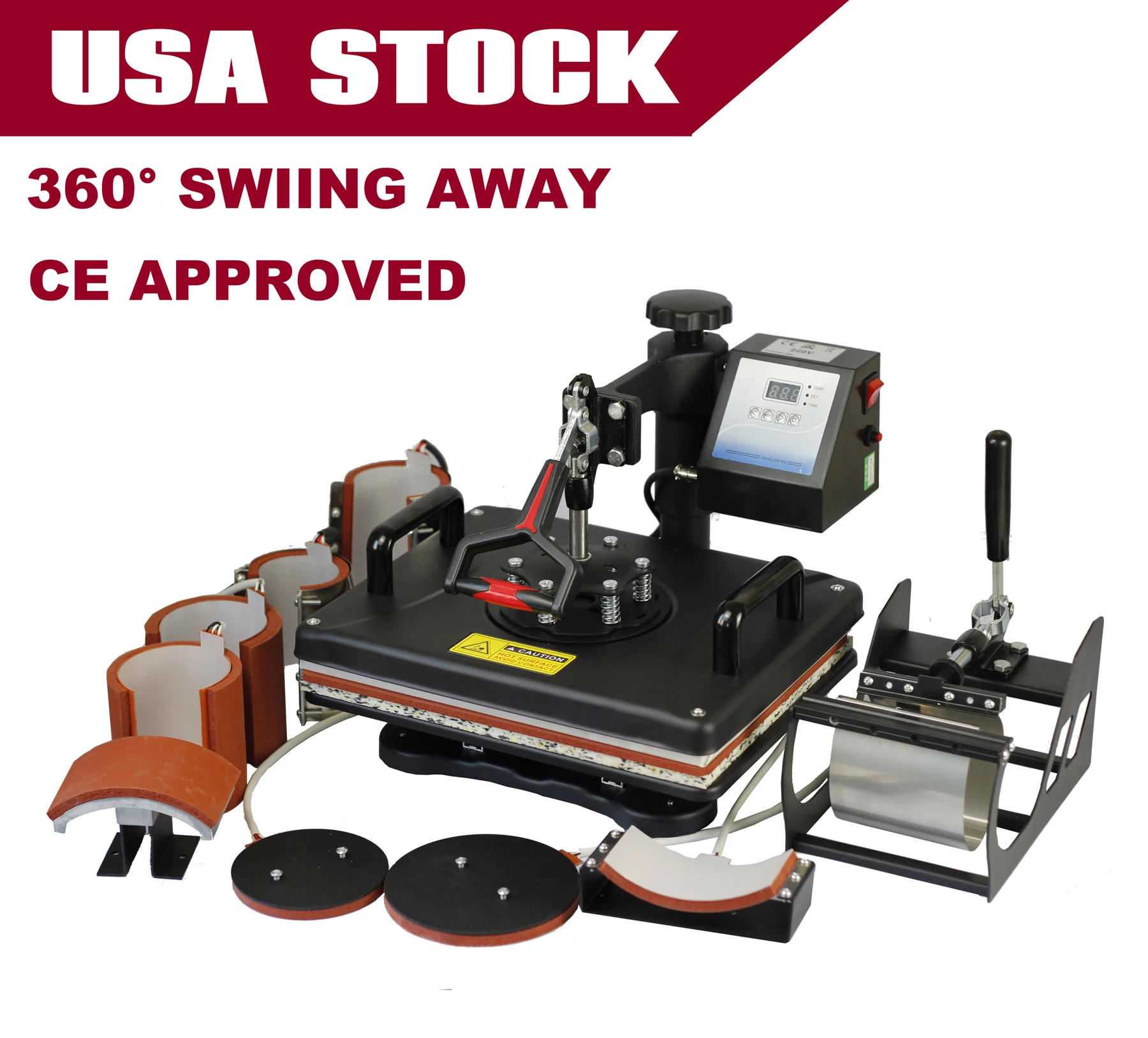 USA stock 30*38CM 8 in 1 Combo Heat press Machine Sublimation Printer