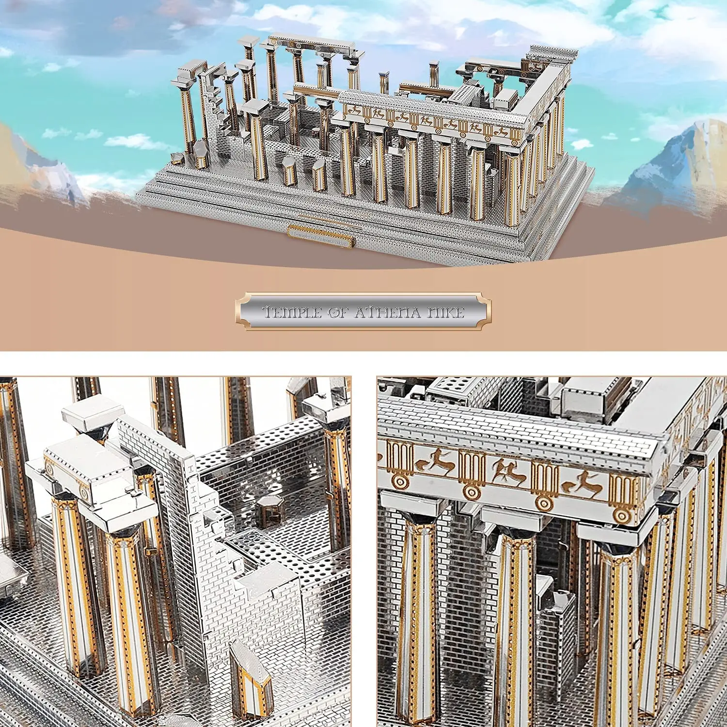 Microworld 3D Metal Puzzle Games Temple of Athena Building Models Kits DIY Laser Cut Jigsaw Toys Christmas Gifts For Teen Adult 2