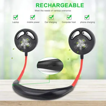 

Mini Desktop Leafless USB Fan Sports leafless hanging neck fan lazy portable mini desktop leafless Spiral fan