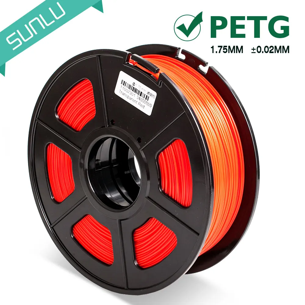 Transparent Red 3d принтер PETG нити 1,75 мм прозрачный цвет заправка пластик допуск+/-0,02 мм DIY Lampshape расходные материалы 7 цветов - Цвет: Transparent Red