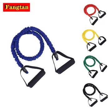 

Resistance Bands 1pc Elasticity Tubes Fitness Yoga Equipment Exercise Elastic Handle 5 Colors Material Latex Pull Rope 10LB-30LB
