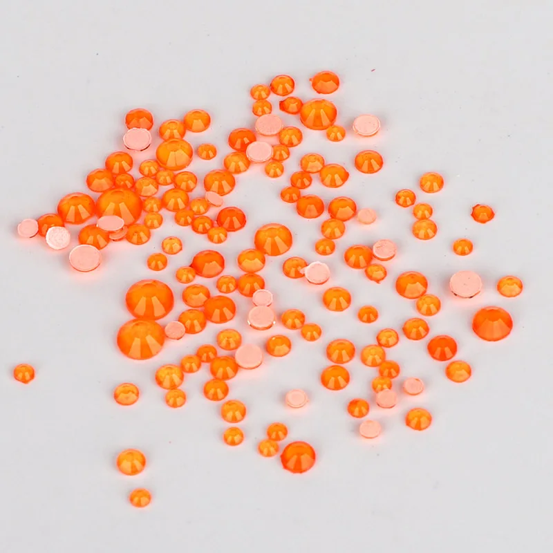 Смешанные размеры оранжевые неоновые плоские стразы для украшения ногтей своими