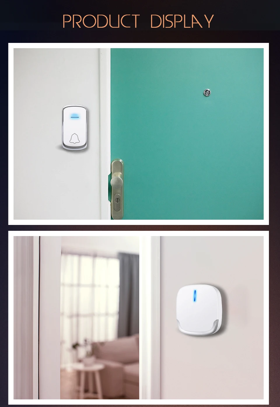 IngHoo intelligent fashion wireless doorbell 58 ringtones US EU UK plug receiver 260m remote call home waterproof doorbell