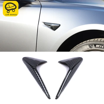 

For Tesla Model 3 2017-2020 Car Accessories Side Badge Emblem Cover Sticker Frame ABS Carbon Gloss Black Exterior Molding Trim