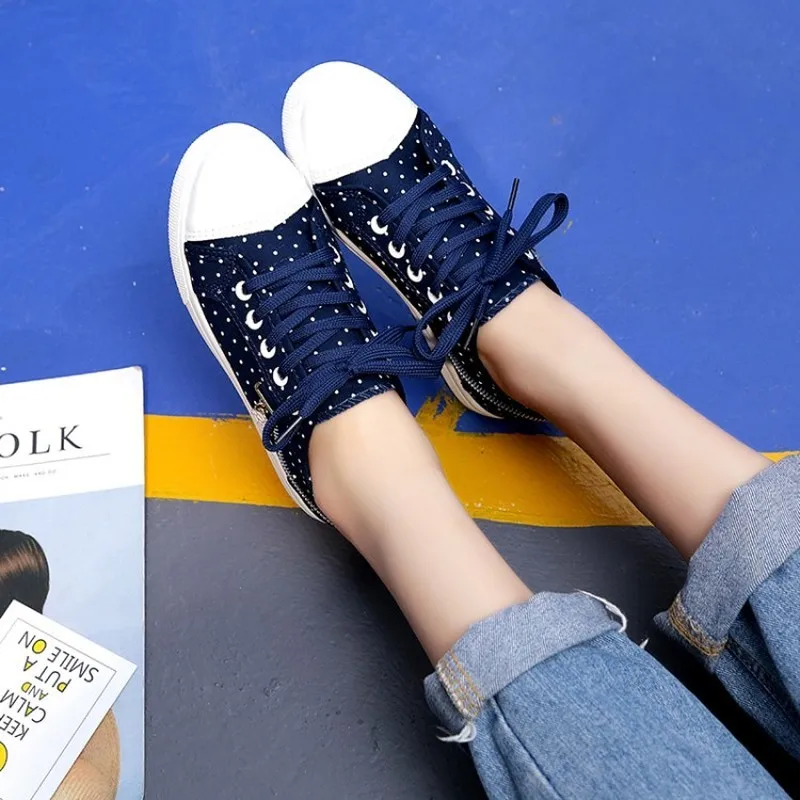 

Fashion Hot Solid Lace-up Floral for Casual footwear Non-slip Lace Female Platform Breathable Women's Canvas Shoes K18-25