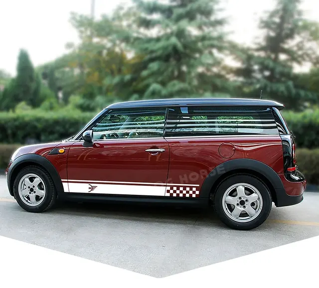 For MINI Cooper Clubman F54 R55 One S JCW Accessories 2 Pcs Car Door Side  Stripes Sticker Checkered Skirt Body Graphics Decal : Buy Online at Best  Price in KSA - Souq