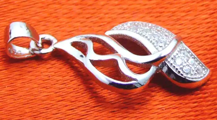 Qingmos Genuine 10*20mm Flame Hollow Out Pendant for Women Design Stering Silver S925 Pendant & Enchase Cubic Zirconia Pendant