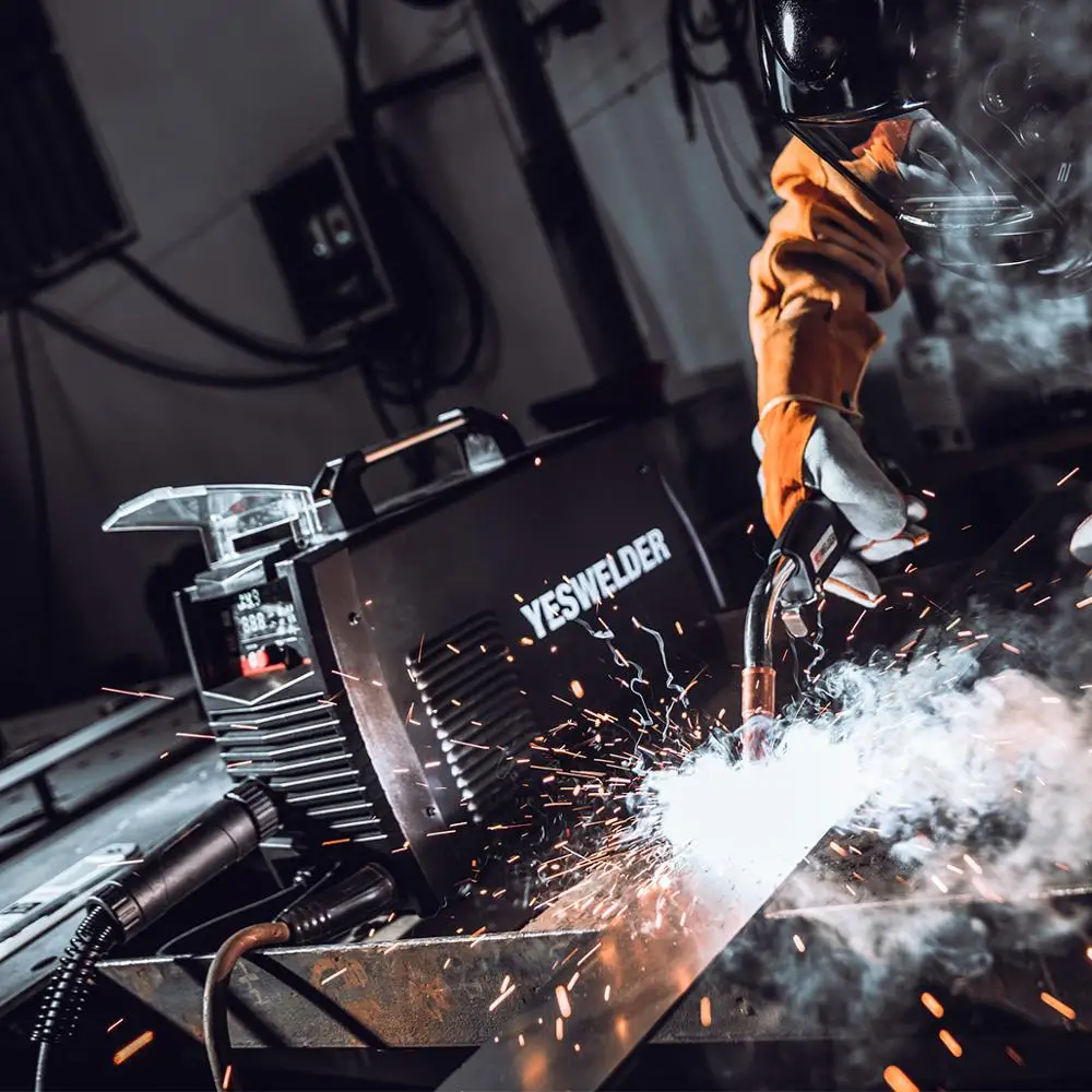 Online Soldador YESWELDER MIG250A No máquina de soldadura de Gas y Gas MIG con soldador de hierro de fase única de peso ligero de 220 V