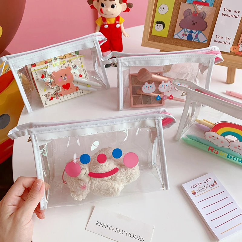 

Cartoon Bear Girl Makeup Bag Cosmetic Bag Transparent Women PVC Beauty Makeup Toiletry Organizer Kit Travel Zipper Case Holder