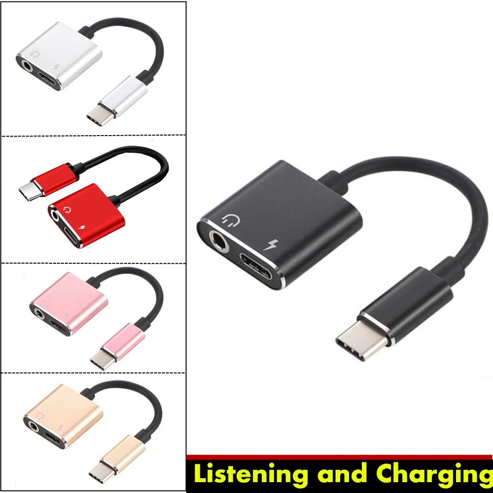 2 в 1 быстрая зарядка гарнитура адаптер тип c USB C 3 5 мм цифровой аудио кабель