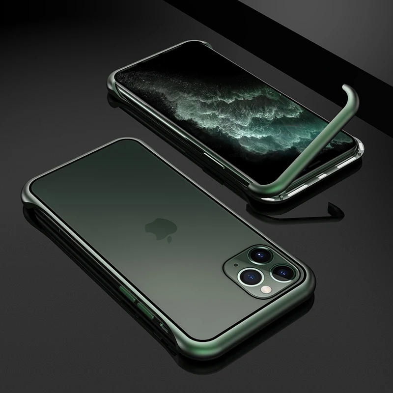 Ультра тонкий противоударный чехол для телефона для Apple iPhone 11/Pro/Max Роскошный Алюминиевый металлический и устойчивый к царапинам 9H чехол из закаленного стекла
