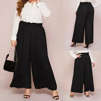 

Women's Wide Leg Solid Loose Casual Pants Trousers Oversized Plus Sizes XL-4XL