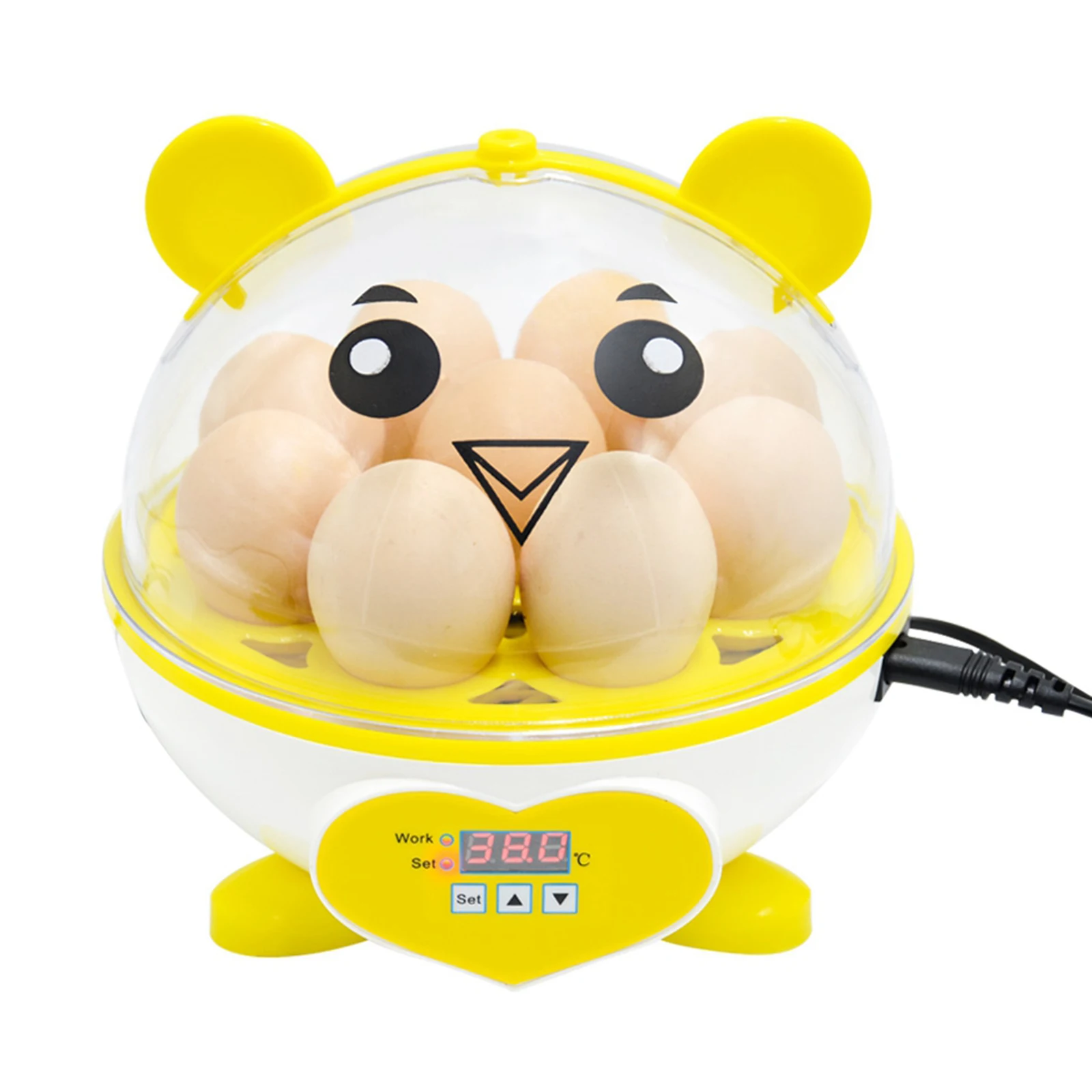 Egg Incubator, 9 Egg Turning Digital Incubator Poultry Hatcher Chicken Shape with Clear Lid, Temperature Control Digital Breeder Egg Incubator, 9 Egg Turning Digital Incubator Poultry Hatcher Chicken Shape with Clear Lid, Temperature Control Digital Breeder