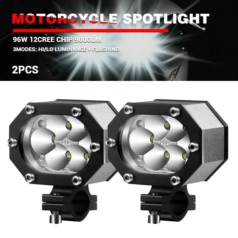 Светодиодный фонарь для мотоцикла, противотуманные фары, Рабочая лампа 12 V-60 V 96W 6000-7000K