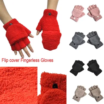 

Adult Women Men Winter Hand Wrist Warmer Flip Cover Fingerless Gloves Protect your hands guantes rekawiczki перчатки без пальцев