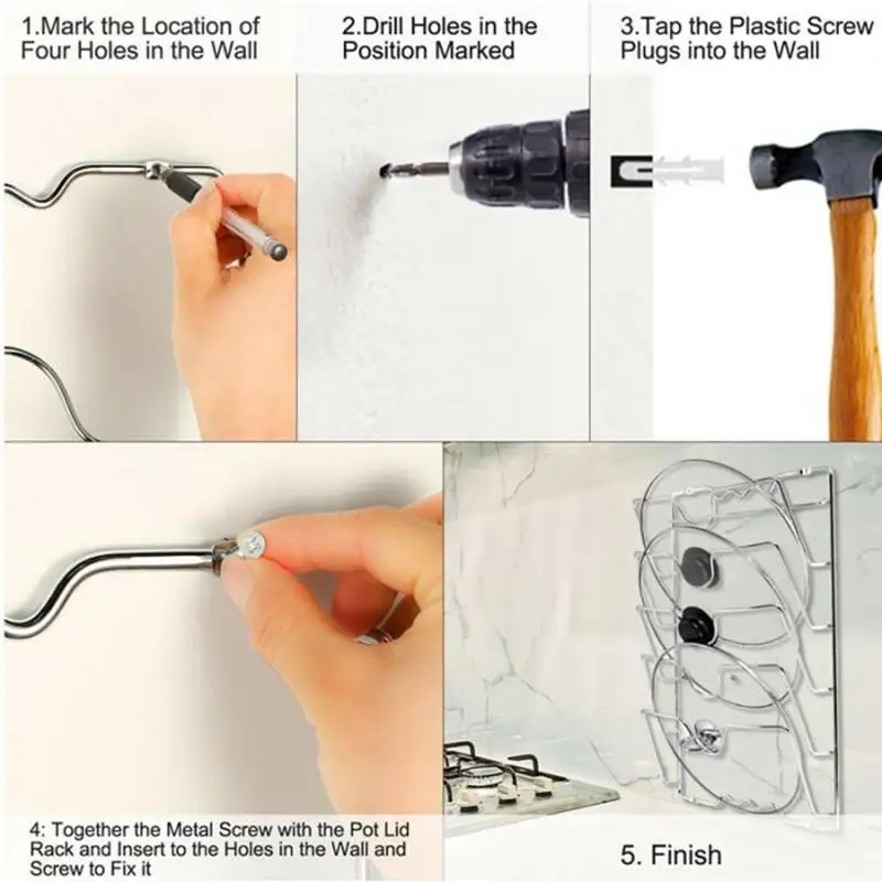 5 Layer Anti-fall Metal Drying Pan Pot Rack (4)