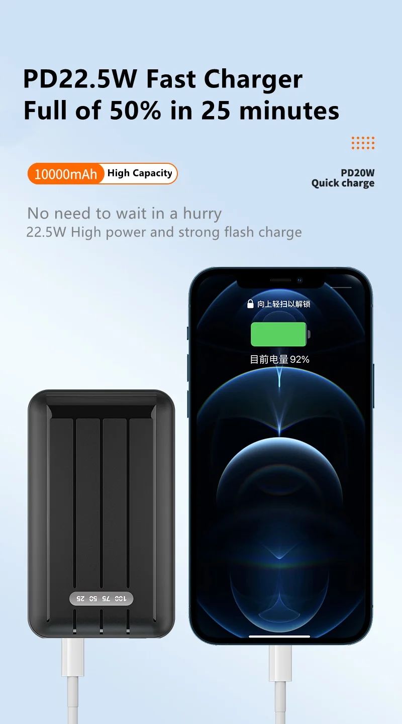 best portable charger for iphone 10000mAh 15W Power Bank Magnetic Wireless Fast Charger Powerbank Mobile Phone Battery For iPhone 12 13 Pro Max mi Xiaomi Samsung small power bank