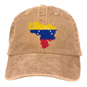 

Men's Or Women's Adjustable Yarn-Dyed Denim Baseball Cap Venezuela Flag Map Snapback Cap