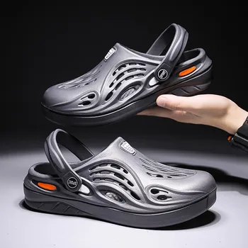 

Summer Men Slippers 2020 Massage Clogs Outdoor Garden Shoes Male Pool Sandals Bathroom Flip Flops Lightweight Mules Beach Slides