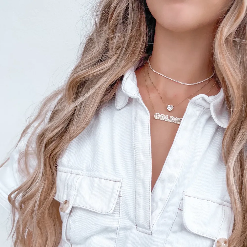 DUOYING Fashion Custom Name Necklace With Zirconia Personlized Colorful Enamel Outline Pave Necklace For Christmas Cute Gift