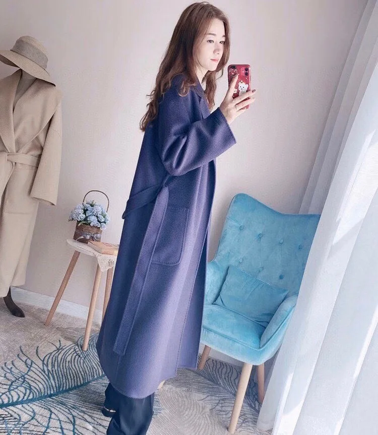 Brand High Quality Double-Sided Female Cashmere Coat Solid Color Long Lengthen Women's Woolen Coat Winter Wool Cloak Plus Size Leather Jackets