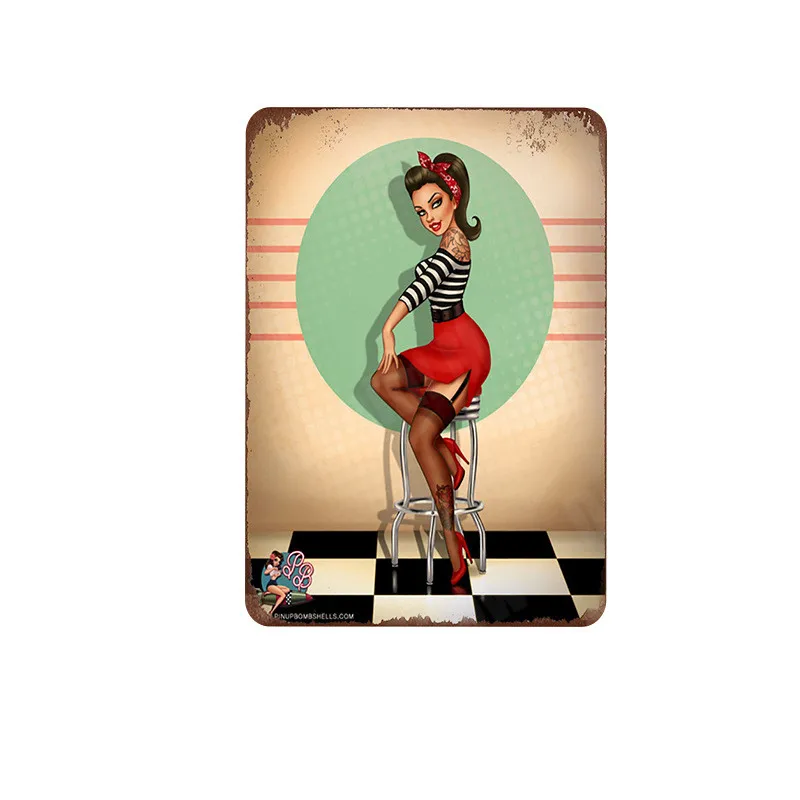 11 Pin Up девушка плакат сексуальная леди Винтаж металлические жестяные вывески бар паб кафе-гараж домашний Декор стены Голливуд стены Искусство Живопись ZSS8 - Цвет: 11