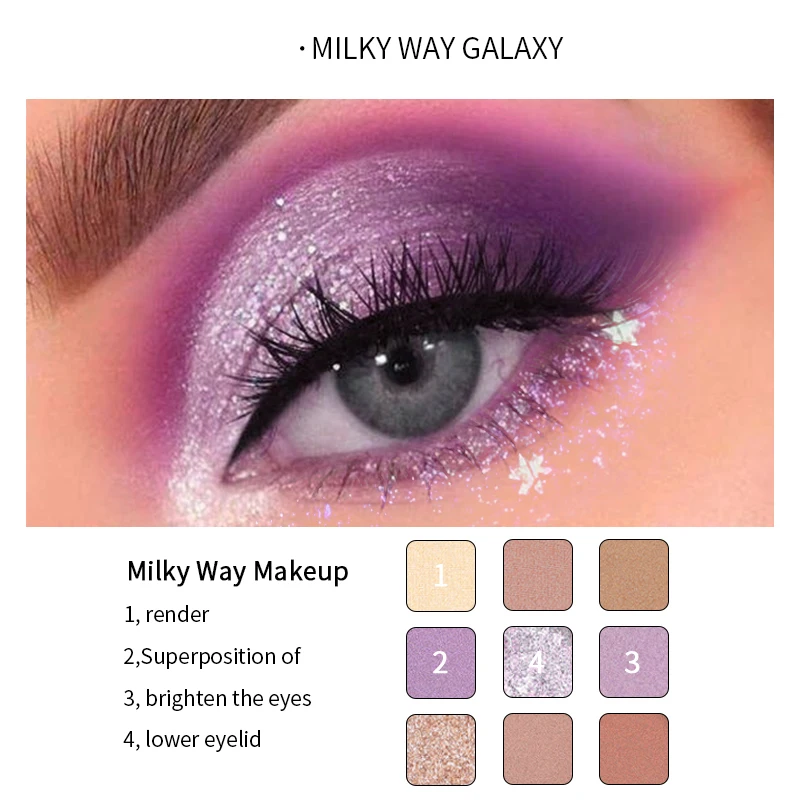 Pudaier Sky Mirror макияж тени для век палитра макияжа Кисти 9 видов цветов Shimmer