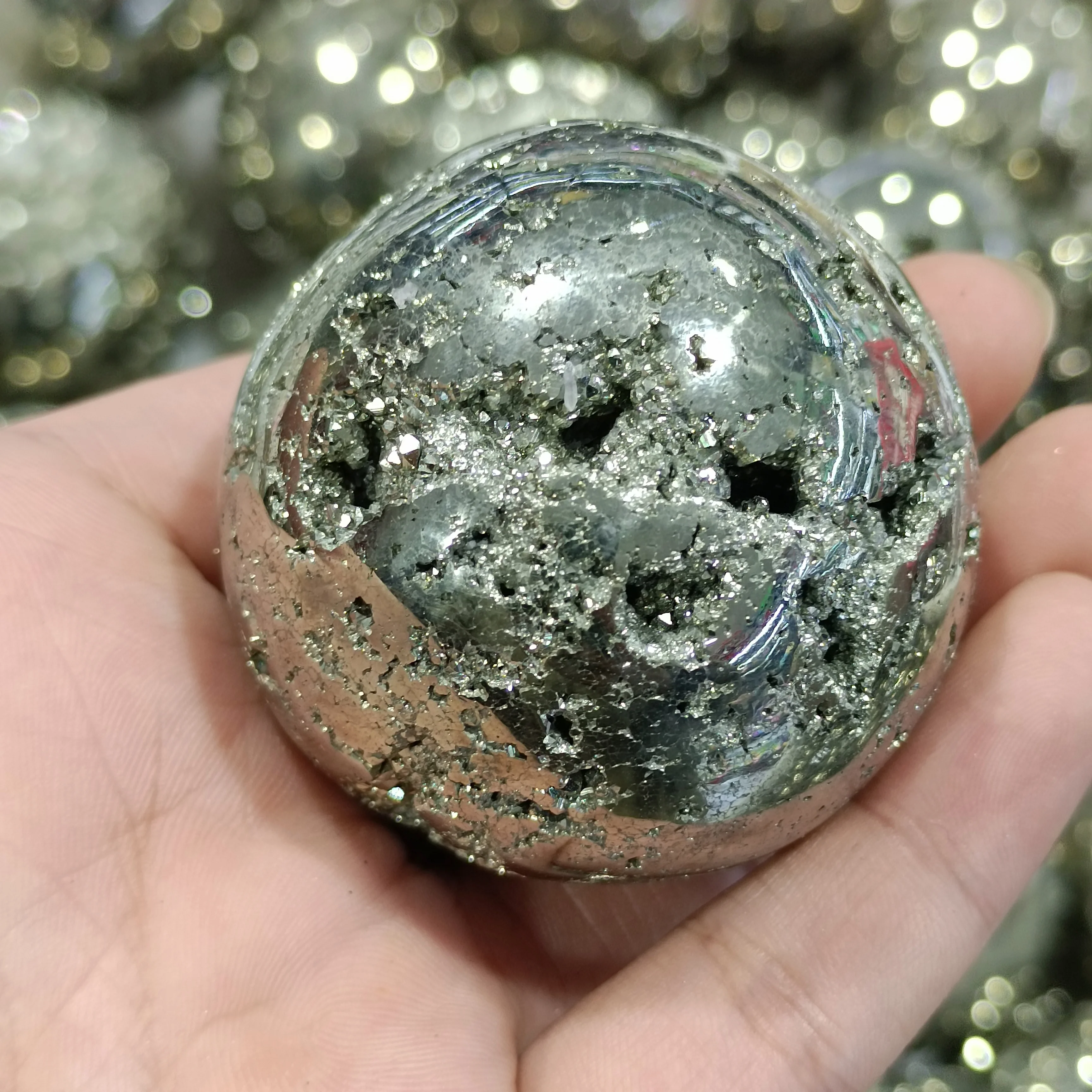 5cm 1pc Natural Pyrite Geode Ball Golden Iron Mineral Specimens