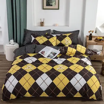 

Orange Bed Set Plaid Nordic Bed Cover Duvet Cover Bed Sheets Man Women Bedding Sets Summer Autumn Winter Bed Linen
