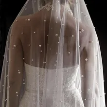 Жемчуг свадебная вуаль элегантный 1 слой свадебная вуаль с металлической расческа принадлежности для невесты Фата, свадьба