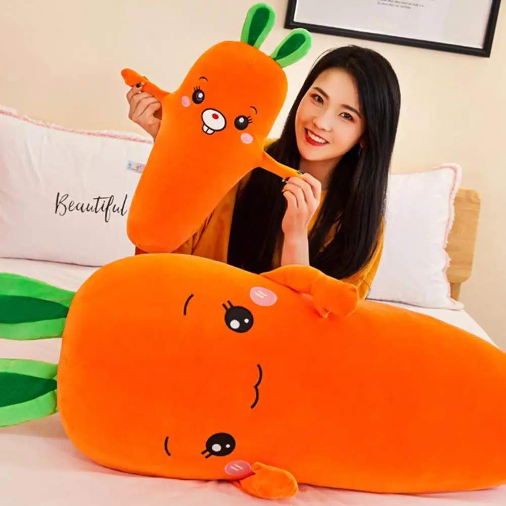 Длинная хлопковая Подушка с морковным пухом, мягкая плюшевая четырехсторонняя пулевидная овощная игрушка с морковным пухом, подушка для девочек на день рождения, дешевая игрушка