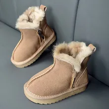 Toddler Shoes Snow-Boots Baby Winter Genuine-Leather Fashion Children New Plush Boy Wool