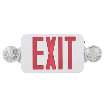 

Red Exit Sign LEDs Emergency Light with Adjustable Two Head Backup Batterys Wall Ceiling Mount for Stairway Hallway Room