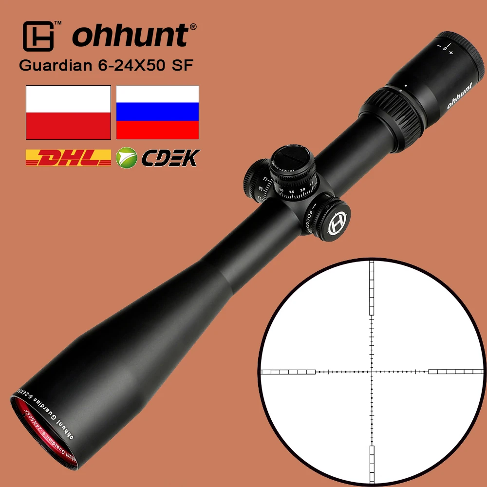 Ohhunt Guardian 6-24X50 SF Jagd-Zielfernrohre Side Parallax 1/2 Half Mil Dot Glas geätzt Zielfernrohr Ohhunt Guardian 6-24X50 SF Jagd-Zielfernrohre Side Parallax 1/2 Half Mil Dot Glas geätzt Zielfernrohr
