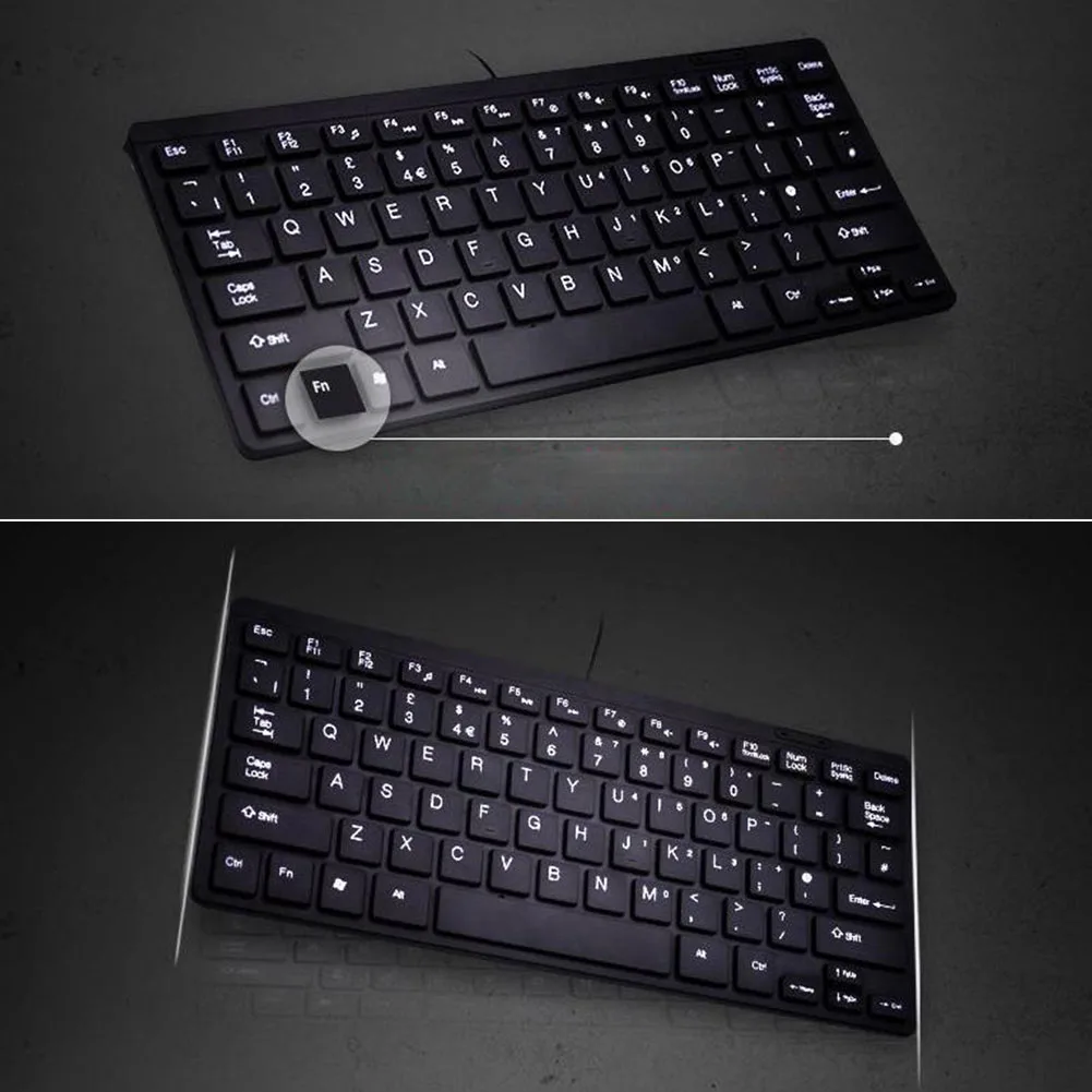 Сменная ультратонкая Портативная мультимедийная Проводная мини клавиатура 78