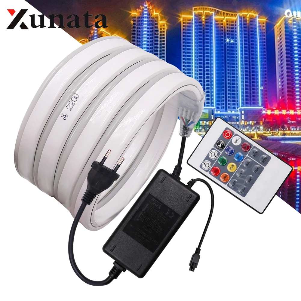 Светодиодный ная неоновая лента 5050 RGB IP67 водонепроницаемая гибкая LED полоска с