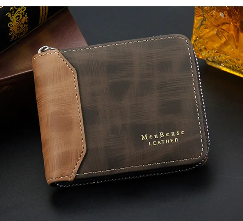 men's leather wallet Casual Zipper Men Wallets Card Holder