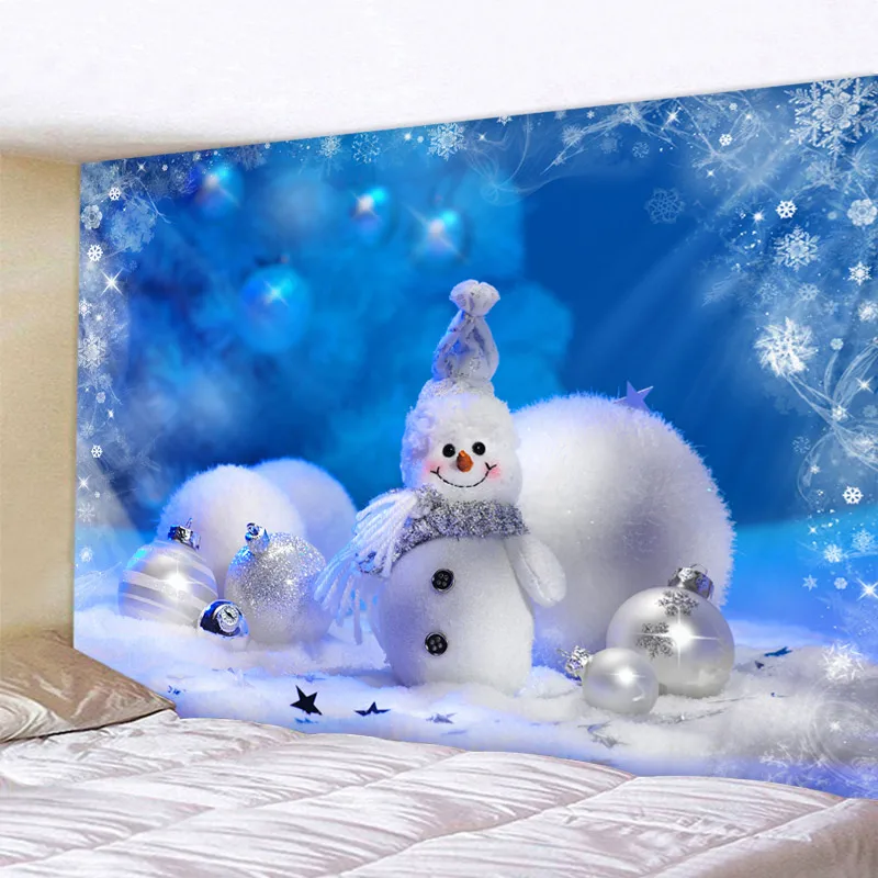 

Beautiful Christmas snowman print Tapestry Bedroom Living Room Wall Hanging Tapestry Home Decor Xmas Mat for Christmas New Year