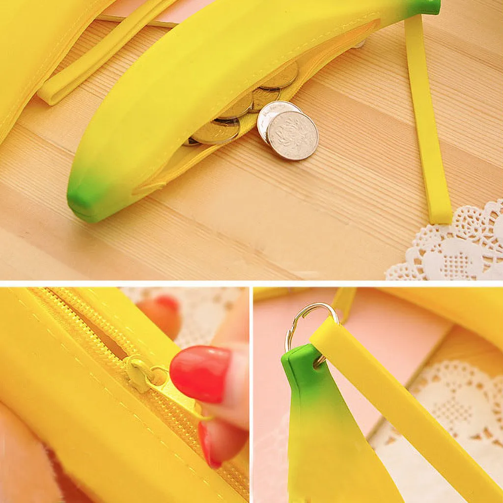 Студенческий милый силиконовый водонепроницаемый в форме банана ручной держатель для монет кошелек для ключей Сумки для денег для дам кошелек для детей#1026