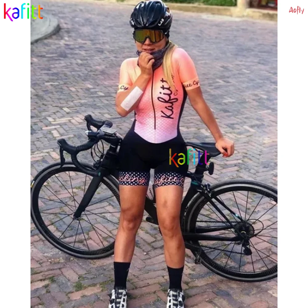 

Kafitt Women's Cycling Jumpsuit Overalls Little Cyclist Monkey Wardrobe Style Ladies Sports Female Bike Suit Shorts With Gel