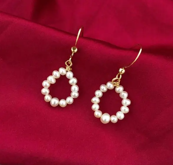

New Style Natural Pearl Earrings 14k Gold Plated Dangle Earrings White Genuine Freshwater Pearls Wire Making Fine Jewelry