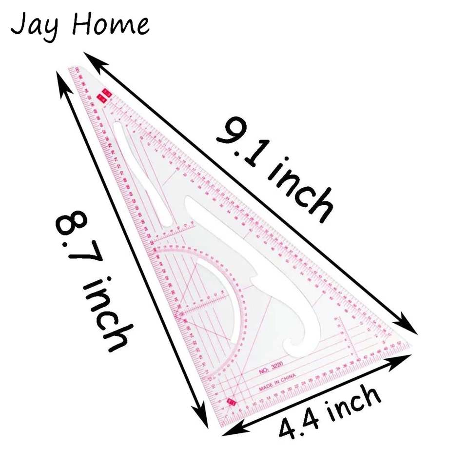 6 Righelli Da Cucito Per Stampa Abbigliamento, In Plastica Trasparente Rosa, 25x12 Cm, Per Taglio Curvo E Dritto