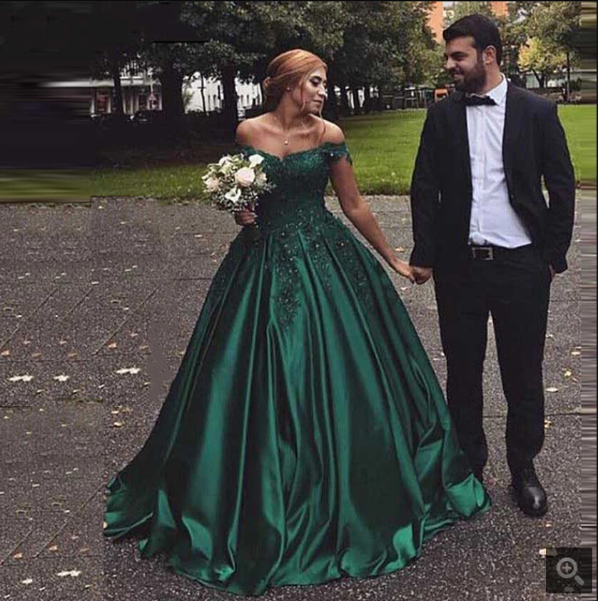 Robe de soiree темно-зеленое вечернее платье платья для выпускного вечера милое декольте с рукавами-крылышками Принцесса Пышные кружевные аппликации вышитые бисером вечерние платья на выпускной