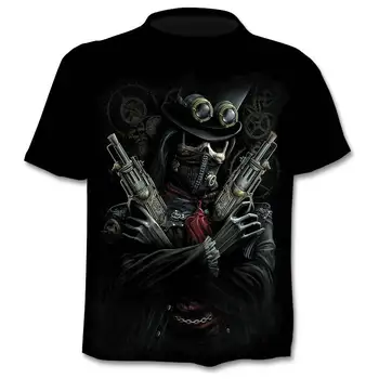 

3D Fashion Skull Personality T-Shirt Summer Men's New Tops Trendy Punk Style Shirt Men's Horror T-shirt