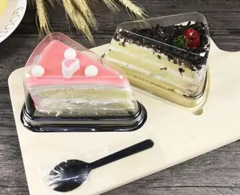 

New Arrival Plastic Clear Disposable Cake Box Single Individual 8 Inch Triangle Cake Boxes Food Dessert Packaging