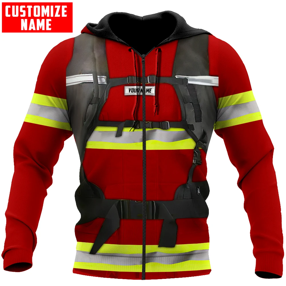 Customize Name Brave Firefighter 3D Printed Men Autumn Hoodie Unisex Hooded sweatshirt Streetwear Casual zipper hoodies DK417