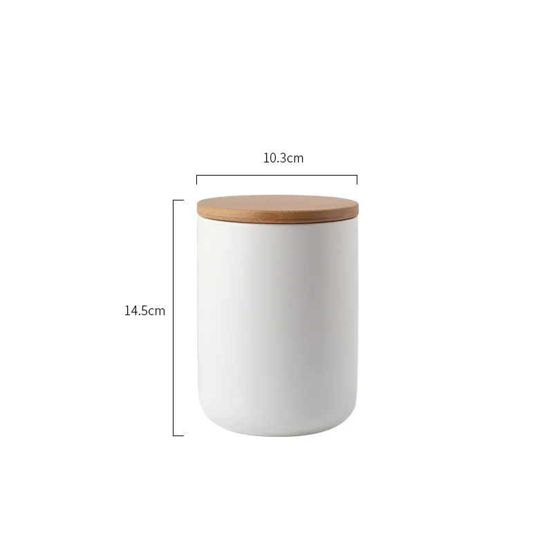 Керамическая банка для хранения специй в скандинавском стиле с деревянной крышкой, банки для кухни, кофе, чая, конфет, контейнер для хранения - Цвет: white 800ml